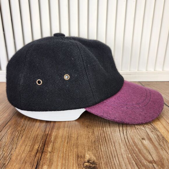 VTG London Fog Made in USA Wool Baseball Cap Size Small 6 7/8 Black Purple Cap